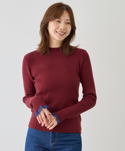 Jayro（ジャイロ）の「袖先シアーリブニット（ニット/セーター・レディース・ブラック系その他/ブルー系その他5/ホワイト系その他3/ブラウン/チャコールグレー/ワインレッド・M）」の6枚目の写真