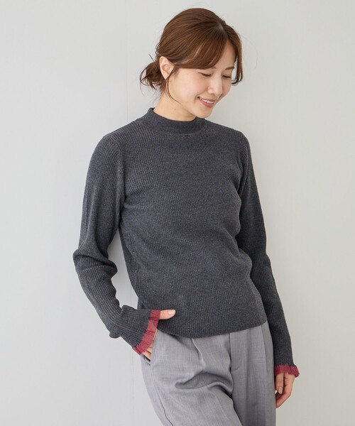 Jayro（ジャイロ）の「袖先シアーリブニット（ニット/セーター・レディース・ブラック系その他/ブルー系その他5/ホワイト系その他3/ブラウン/チャコールグレー/ワインレッド・M）」の14枚目の写真