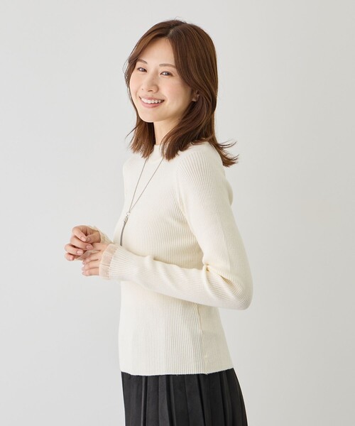 Jayro（ジャイロ）の「袖先シアーリブニット（ニット/セーター・レディース・ブラック系その他/ブルー系その他5/ホワイト系その他3/ブラウン/チャコールグレー/ワインレッド・M）」の20枚目の写真