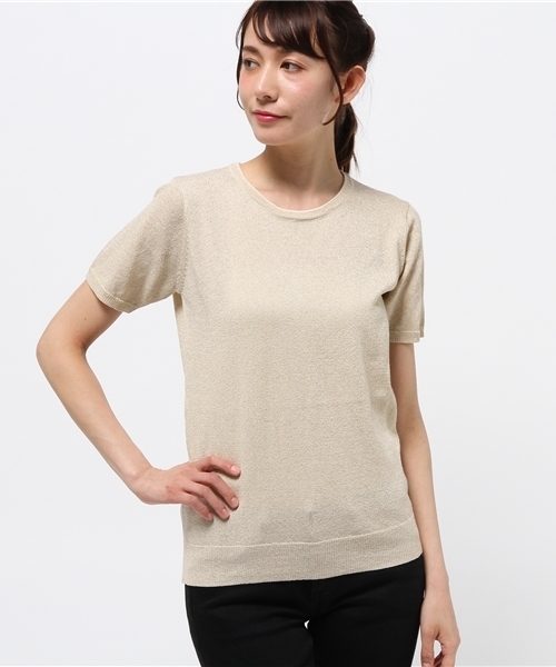 IEDIT（イディット）の「ＤＲＥＣＯ　ｂｙ　ＩＥＤＩＴ　チクチクしにくい！ＵＶカットＯＫ！ぎっしりラメで顔まわり華やかアクセサリートップス　　（Tシャツ/カットソー・レディース・シルバー/ゴールド・X-LARGE/MEDIUM/LARGE/SMALL/XX-LARGE）」の12枚目の写真