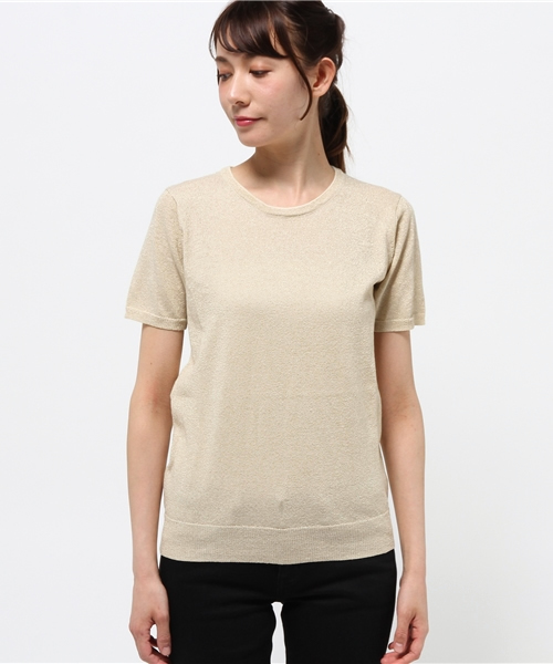 IEDIT（イディット）の「ＤＲＥＣＯ　ｂｙ　ＩＥＤＩＴ　チクチクしにくい！ＵＶカットＯＫ！ぎっしりラメで顔まわり華やかアクセサリートップス　　（Tシャツ/カットソー・レディース・シルバー/ゴールド・X-LARGE/MEDIUM/LARGE/SMALL/XX-LARGE）」の3枚目の写真