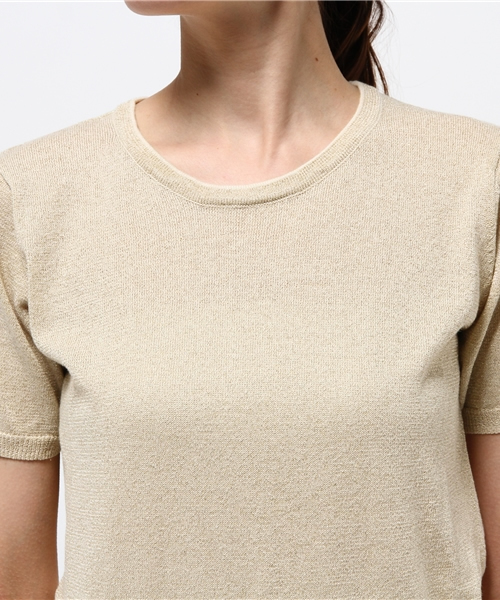 IEDIT（イディット）の「ＤＲＥＣＯ　ｂｙ　ＩＥＤＩＴ　チクチクしにくい！ＵＶカットＯＫ！ぎっしりラメで顔まわり華やかアクセサリートップス　　（Tシャツ/カットソー・レディース・シルバー/ゴールド・X-LARGE/MEDIUM/LARGE/SMALL/XX-LARGE）」の15枚目の写真