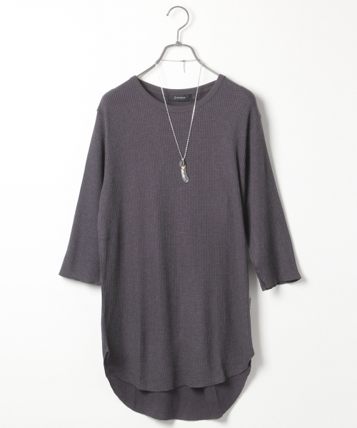 RAGEBLUE（レイジブルー）の「＜接触冷感＞ロングワッフルカットソー5分袖/727201（Tシャツ/カットソー・メンズ・グレー系その他/ホワイト/キャメル/ブラック・MEDIUM/LARGE）」の2枚目の写真