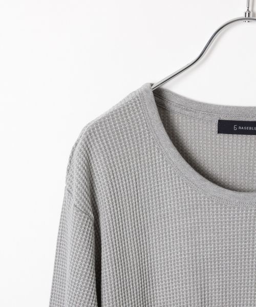 RAGEBLUE（レイジブルー）の「＜接触冷感＞ロングワッフルカットソー5分袖/727201（Tシャツ/カットソー・メンズ・グレー系その他/ホワイト/キャメル/ブラック・MEDIUM/LARGE）」の7枚目の写真