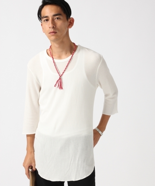 RAGEBLUE（レイジブルー）の「＜接触冷感＞ロングワッフルカットソー5分袖/727201（Tシャツ/カットソー・メンズ・グレー系その他/ホワイト/キャメル/ブラック・MEDIUM/LARGE）」の18枚目の写真