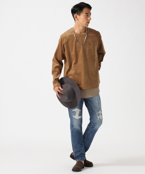 RAGEBLUE（レイジブルー）の「＜接触冷感＞ロングワッフルカットソー5分袖/727201（Tシャツ/カットソー・メンズ・グレー系その他/ホワイト/キャメル/ブラック・MEDIUM/LARGE）」の22枚目の写真