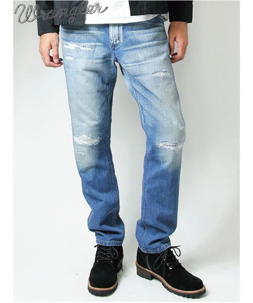 Wrangler(ラングラー)の「WRANGLER クラッシュテーパードデニム(デニムパンツ・メンズ・インディゴブルー・L/S/M)」の1枚目の写真
