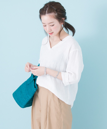 URBAN RESEARCH | UR Vネックリネンブラウス(シャツ/ブラウス)