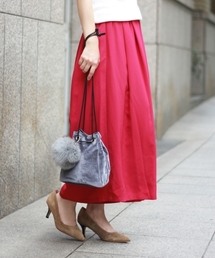 le.coeur blanc | ファーチャーム付きベロア巾着(ショルダーバッグ)