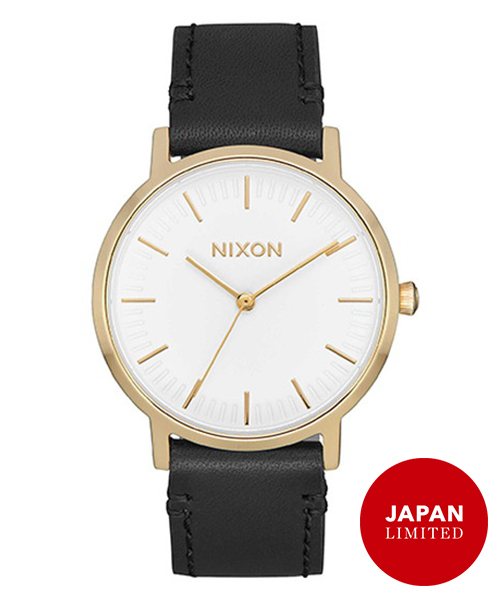 NIXON(ニクソン)の「THE PORTER 35 LEATHER NA11992523-00 GOLD/BLACK JPN(アナログ腕時計・レディース・ブラック×ゴールド・FREE)」の1枚目の写真