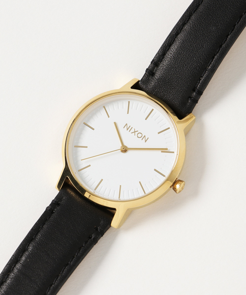 NIXON(ニクソン)の「THE PORTER 35 LEATHER NA11992523-00 GOLD/BLACK JPN(アナログ腕時計・レディース・ブラック×ゴールド・FREE)」の7枚目の写真