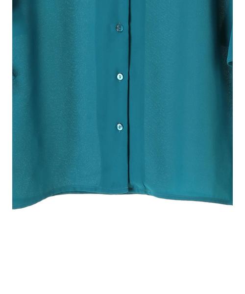 AMERICAN HOLIC（アメリカンホリック）の「・袖フリルVネックブラウス（シャツ/ブラウス・レディース・キャメル/ターコイズブルー/オフホワイト/ブラック・FREE）」の5枚目の写真