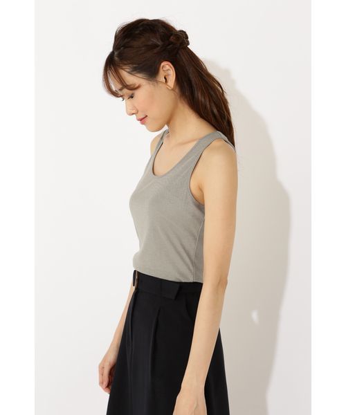 NATURAL BEAUTY BASIC（ナチュラルビューティーベーシック）の「ラメフライス タンクトップ（タンクトップ・レディース・カーキ/ゴールド/シルバー・MEDIUM）」の7枚目の写真