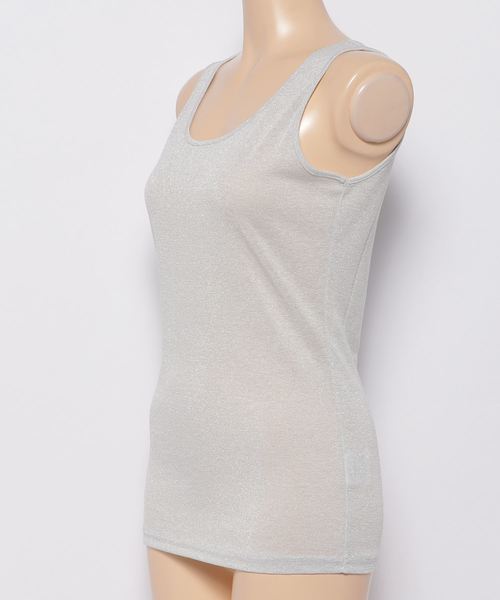 NATURAL BEAUTY BASIC（ナチュラルビューティーベーシック）の「ラメフライス タンクトップ（タンクトップ・レディース・カーキ/ゴールド/シルバー・MEDIUM）」の4枚目の写真