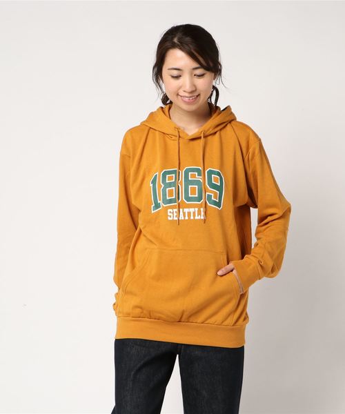 WEGO(ウィゴー)の「WEGO/カレッジロゴプリントパーカー(パーカー・レディース・ダークグリーン/マスタード/杢グレー/ワイン・FREE)」の6枚目の写真