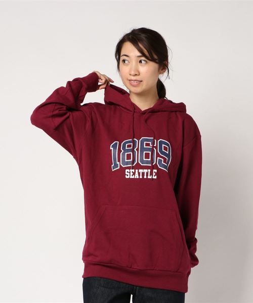 WEGO(ウィゴー)の「WEGO/カレッジロゴプリントパーカー(パーカー・レディース・ダークグリーン/マスタード/杢グレー/ワイン・FREE)」の5枚目の写真