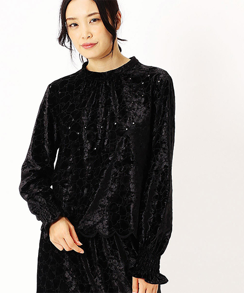 COMME CA ISM（コムサイズム）の「ベロア 刺繍レース カットソーブラウス（シャツ/ブラウス・レディース・ブラック/ブルー/ワイン・SMALL/MEDIUM/LARGE/X-LARGE）」の14枚目の写真