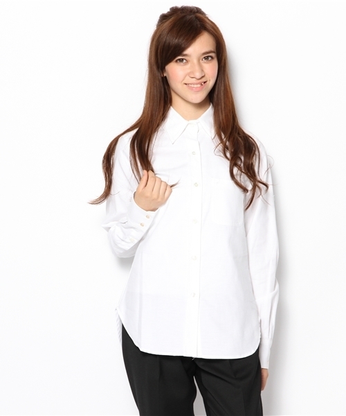 LOUNGEDRESS(ラウンジドレス)の「ヒールピン付きシャツ(シャツ/ブラウス・レディース・オフホワイト/パープル/サックスブルー・フリ-)」の2枚目の写真