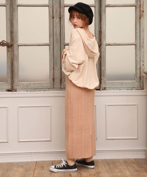 one after another NICE CLAUP（ワンアフターアナザーナイスクラップ）の「ケーブルニットタイトスカート（スカート・レディース・アイボリー/ブラック/グレー/オレンジ系その他・FREE）」の17枚目の写真