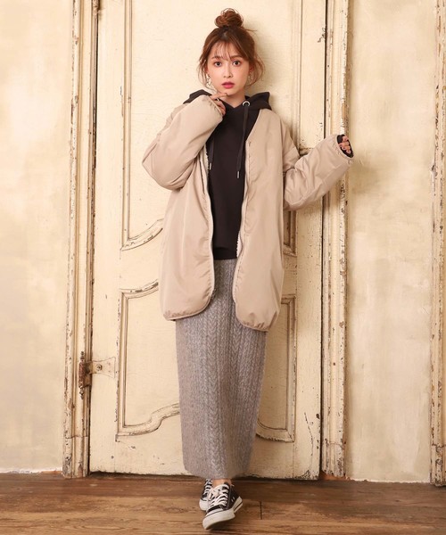 one after another NICE CLAUP（ワンアフターアナザーナイスクラップ）の「ケーブルニットタイトスカート（スカート・レディース・アイボリー/ブラック/グレー/オレンジ系その他・FREE）」の20枚目の写真