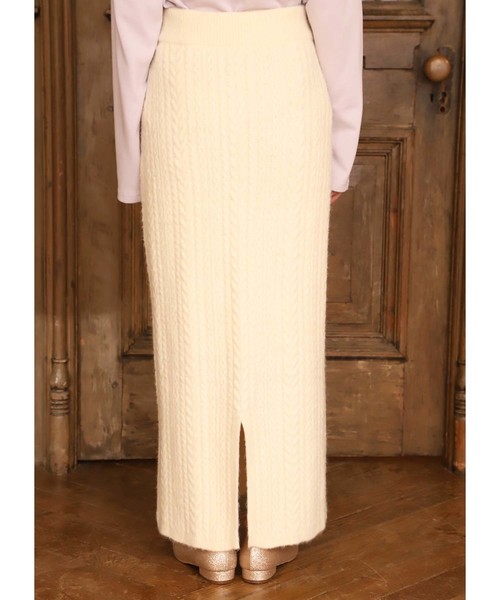 one after another NICE CLAUP（ワンアフターアナザーナイスクラップ）の「ケーブルニットタイトスカート（スカート・レディース・アイボリー/ブラック/グレー/オレンジ系その他・FREE）」の21枚目の写真