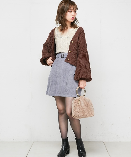 natural couture（ナチュラルクチュール）の「ざっくりケーブルショートカーデ（カーディガン/ボレロ・レディース・ベージュ/ブラウン/アイボリー/レッド系その他・FREE）」の13枚目の写真