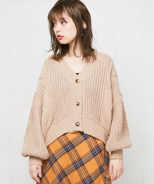 natural couture（ナチュラルクチュール）の「ざっくりケーブルショートカーデ（カーディガン/ボレロ・レディース・ベージュ/ブラウン/アイボリー/レッド系その他・FREE）」の18枚目の写真