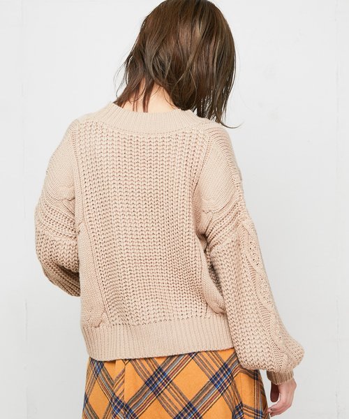 natural couture（ナチュラルクチュール）の「ざっくりケーブルショートカーデ（カーディガン/ボレロ・レディース・ベージュ/ブラウン/アイボリー/レッド系その他・FREE）」の7枚目の写真