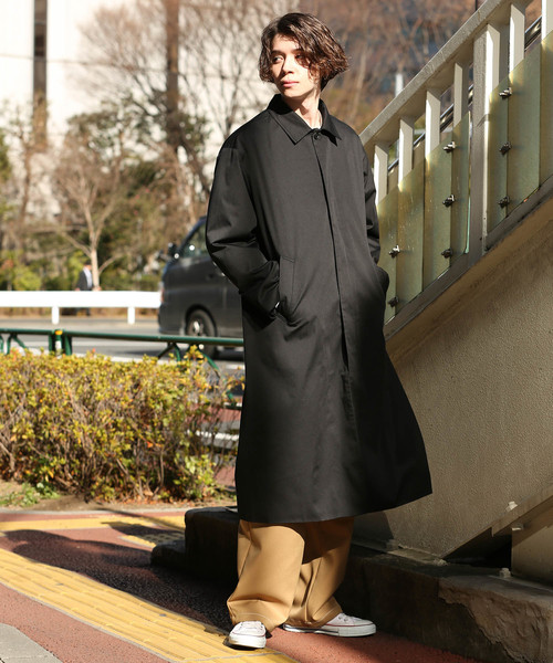 JUNRED(ジュンレッド)の「【WEARISTA JUNコラボ】バックチェックツイルコート(ステンカラーコート・メンズ・ブラック/ベージュ・M/L)」の14枚目の写真