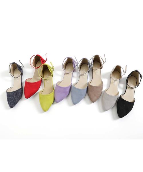 KOBE LETTUCE（コウベレタス）の「アンクルストラップサイドカットフラットポインテッドトゥパンプス（パンプス・レディース・ベージュ/グレー/サックスブルー/ライム/レッド/ブラック/ラベンダー/ブルー系その他・L/LL/M/S）」の20枚目の写真