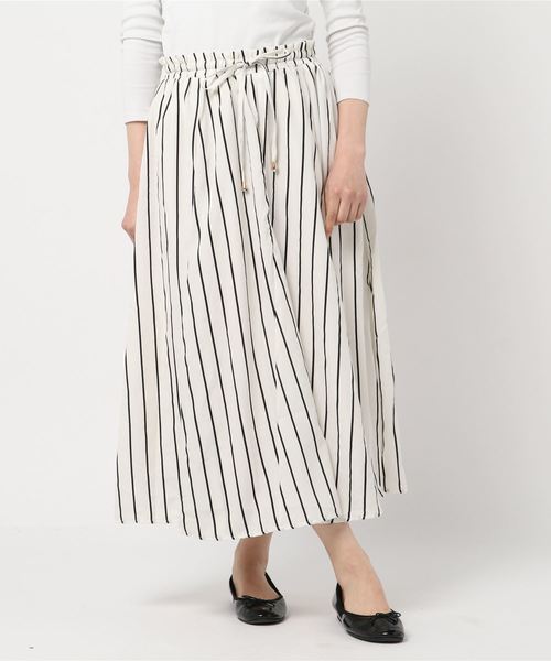 おしゃれスタ(オシャレスタ)の「ストライプ ゴアードSK(LC)(スカート・レディース・ブラック/ネイビー/オフホワイト・FREE)」の6枚目の写真