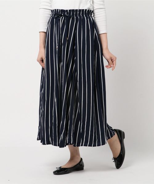 おしゃれスタ(オシャレスタ)の「ストライプ ゴアードSK(LC)(スカート・レディース・ブラック/ネイビー/オフホワイト・FREE)」の8枚目の写真
