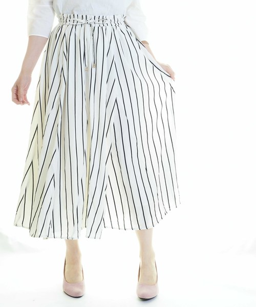 おしゃれスタ(オシャレスタ)の「ストライプ ゴアードSK(LC)(スカート・レディース・ブラック/ネイビー/オフホワイト・FREE)」の9枚目の写真