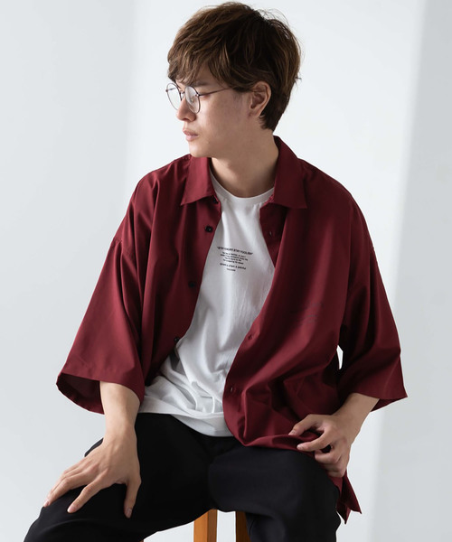 WEGO(ウィゴー)の「WEGO/ロゴプリントオーバーシャツ(シャツ/ブラウス・メンズ・ピンク/ワイン/ブラック・MEDIUM/LARGE)」の3枚目の写真