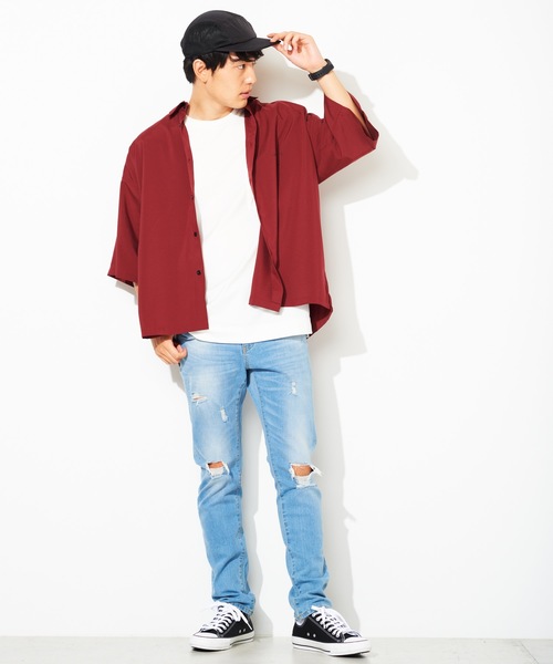 WEGO(ウィゴー)の「WEGO/ロゴプリントオーバーシャツ(シャツ/ブラウス・メンズ・ピンク/ワイン/ブラック・MEDIUM/LARGE)」の20枚目の写真