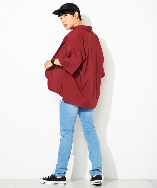 WEGO(ウィゴー)の「WEGO/ロゴプリントオーバーシャツ(シャツ/ブラウス・メンズ・ピンク/ワイン/ブラック・MEDIUM/LARGE)」の19枚目の写真