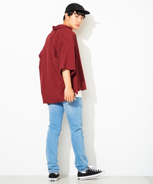 WEGO(ウィゴー)の「WEGO/ロゴプリントオーバーシャツ(シャツ/ブラウス・メンズ・ピンク/ワイン/ブラック・MEDIUM/LARGE)」の18枚目の写真