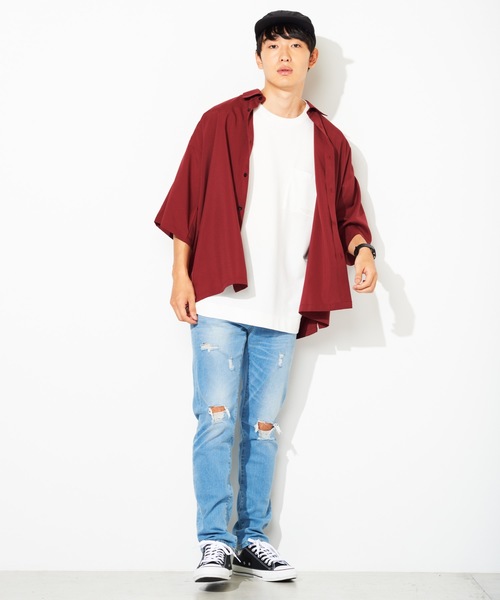 WEGO(ウィゴー)の「WEGO/ロゴプリントオーバーシャツ(シャツ/ブラウス・メンズ・ピンク/ワイン/ブラック・MEDIUM/LARGE)」の17枚目の写真