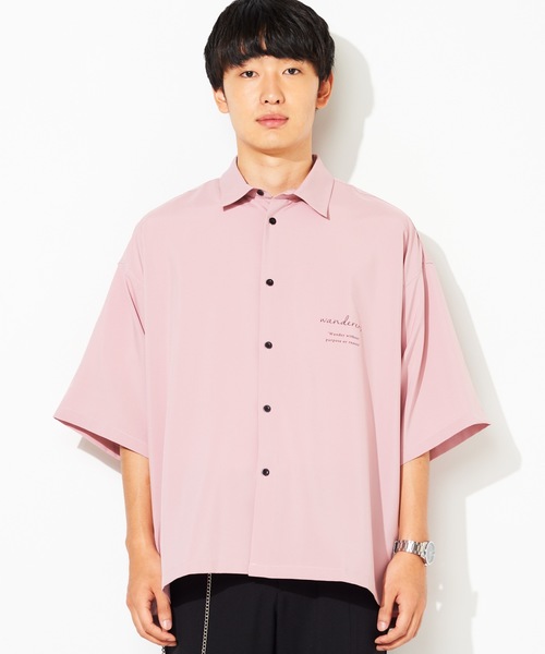 WEGO(ウィゴー)の「WEGO/ロゴプリントオーバーシャツ(シャツ/ブラウス・メンズ・ピンク/ワイン/ブラック・MEDIUM/LARGE)」の6枚目の写真