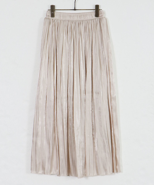 vingtrois(バントロア)の「【vingtrois】ランダムシャイニーサテンプリーツスカート(スカート・レディース・ブラック/キャメル/ピンク系その他/グレイッシュベージュ・M)」の9枚目の写真