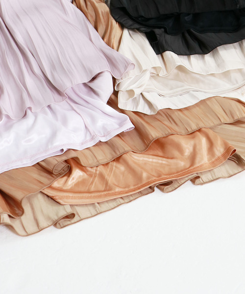 vingtrois(バントロア)の「【vingtrois】ランダムシャイニーサテンプリーツスカート(スカート・レディース・ブラック/キャメル/ピンク系その他/グレイッシュベージュ・M)」の21枚目の写真