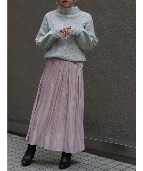 vingtrois(バントロア)の「【vingtrois】ランダムシャイニーサテンプリーツスカート(スカート・レディース・ブラック/キャメル/ピンク系その他/グレイッシュベージュ・M)」の22枚目の写真