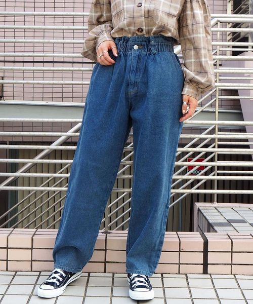 tiptop（ティップトップ）の「【web限定アイテム】ウエスト総ゴムパンツ（デニムパンツ・レディース・ブラック/ネイビー/ブルー/アイボリー・FREE）」の4枚目の写真