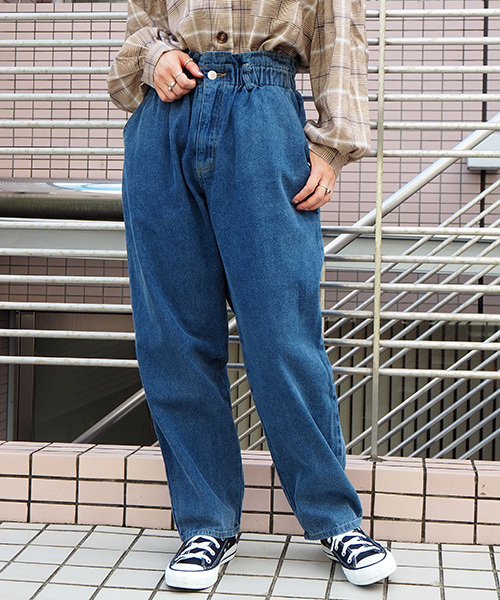 tiptop（ティップトップ）の「【web限定アイテム】ウエスト総ゴムパンツ（デニムパンツ・レディース・ブラック/ネイビー/ブルー/アイボリー・FREE）」の6枚目の写真