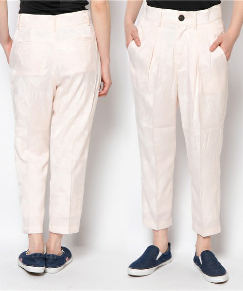 CIAOPANIC（チャオパニック）の「【Ciaopanic】ジャガードタックPT（スラックス・レディース・ブラック/ダークグリーン/オフホワイト・SMALL/MEDIUM）」の2枚目の写真