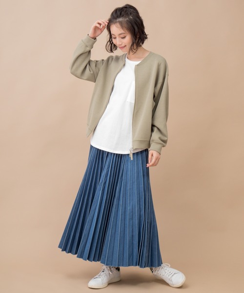 Munich（ミューニック）の「ダブルフェイスリブカットソー　2WAYブルゾン/プルオーバー（ブルゾン・レディース・ブラック/カーキ/ライトグリーン/ライトベージュ・FREE）」の4枚目の写真