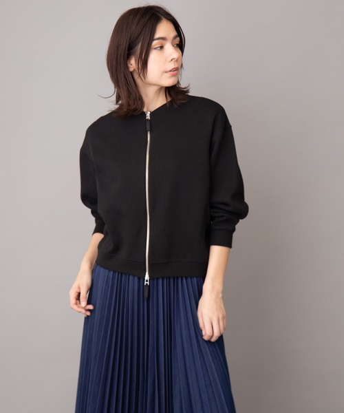 Munich（ミューニック）の「ダブルフェイスリブカットソー　2WAYブルゾン/プルオーバー（ブルゾン・レディース・ブラック/カーキ/ライトグリーン/ライトベージュ・FREE）」の2枚目の写真