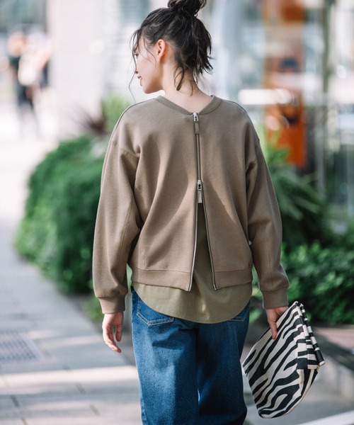 Munich（ミューニック）の「ダブルフェイスリブカットソー　2WAYブルゾン/プルオーバー（ブルゾン・レディース・ブラック/カーキ/ライトグリーン/ライトベージュ・FREE）」の22枚目の写真