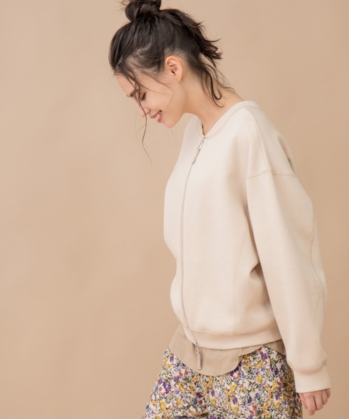 Munich（ミューニック）の「ダブルフェイスリブカットソー　2WAYブルゾン/プルオーバー（ブルゾン・レディース・ブラック/カーキ/ライトグリーン/ライトベージュ・FREE）」の6枚目の写真