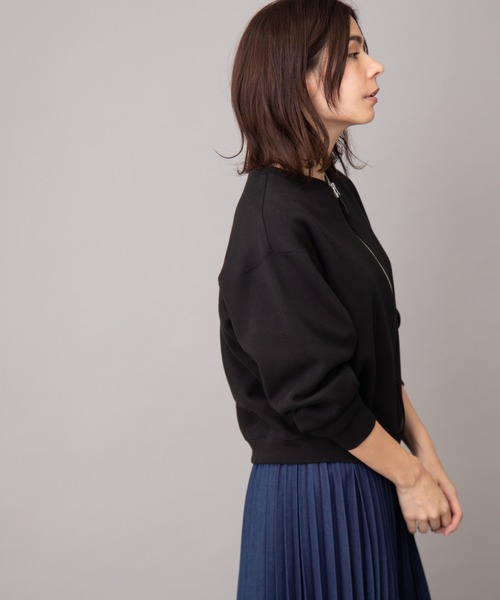 Munich（ミューニック）の「ダブルフェイスリブカットソー　2WAYブルゾン/プルオーバー（ブルゾン・レディース・ブラック/カーキ/ライトグリーン/ライトベージュ・FREE）」の15枚目の写真